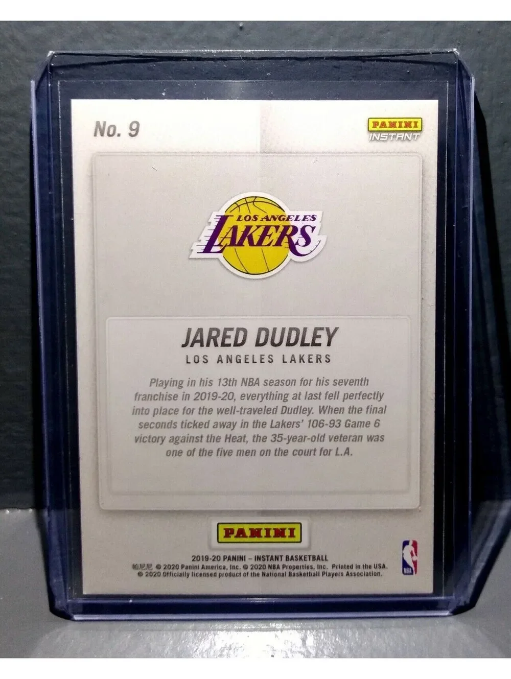 Jared Dudley 2020 Panini LA Lakers NBA Champions #9 Basketball Card